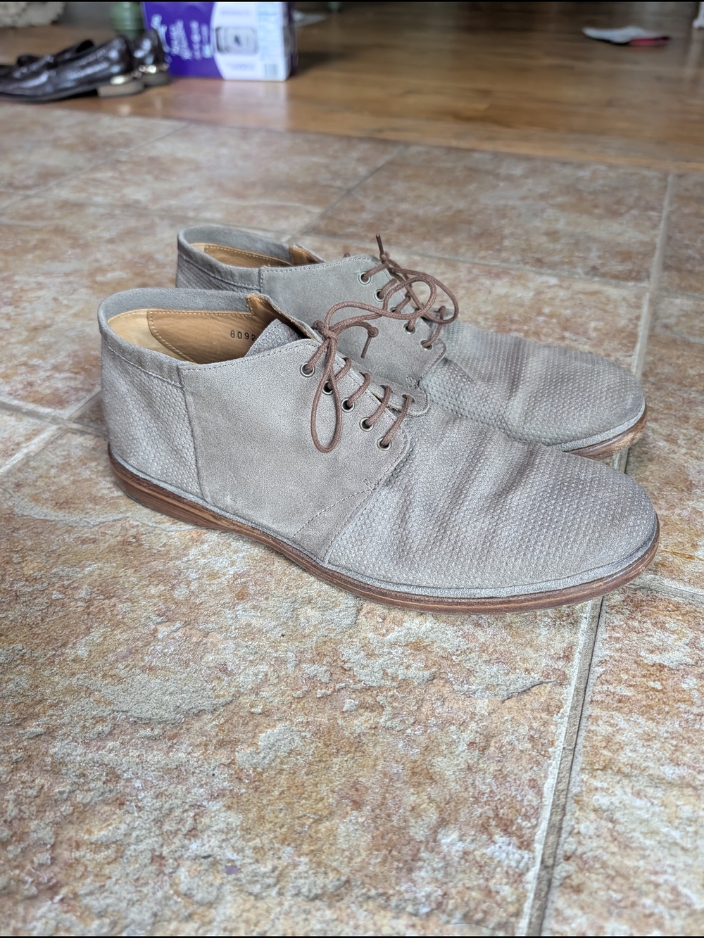 ELIA MAURIZI Made In Italy Gray Textured Suede Derby Chukka Boots 43